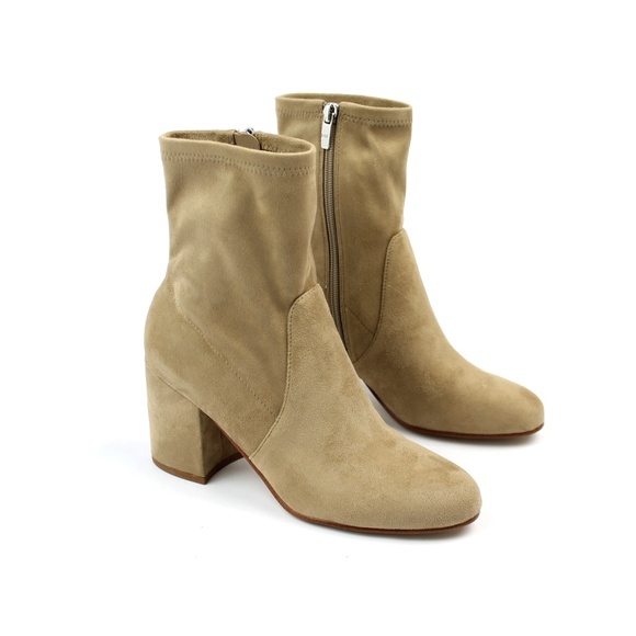 beige block heel booties